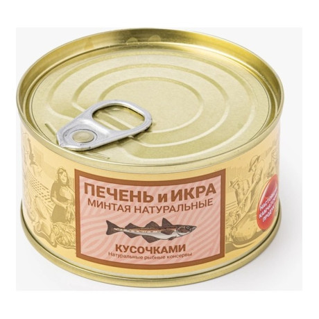 Печень и икра минтая натуральная,185 гр