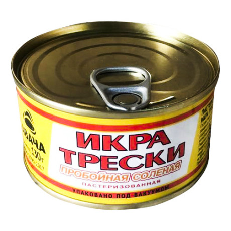 Икра трески соленая пробойная ж/б 130г Икра трески соленая пробойная ж/б 130г